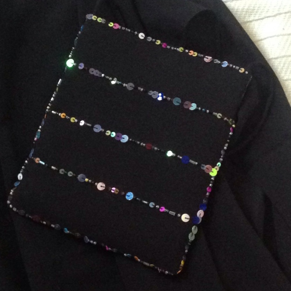 Cejon black crepe purse and scarf with beading